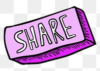 Share png sticker button for social media campaign