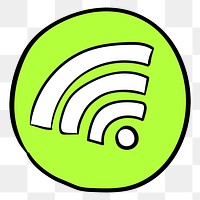 Wifi png icon in green doodle diary sticker