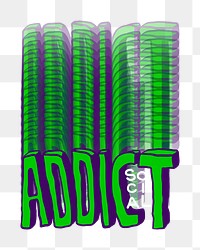 Png social media addict typography green diary sticker