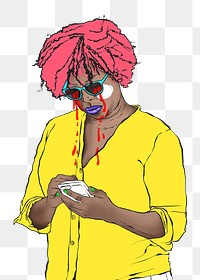 Png crying woman sticker cyberbully campaign doodle illustration