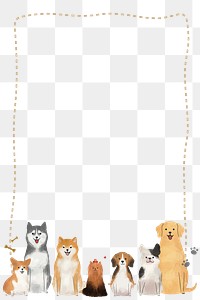 Png frame with cute cat and dogs on transparent background