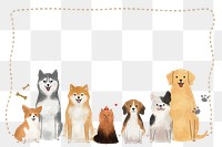 Png frame with cute dogs on transparent background