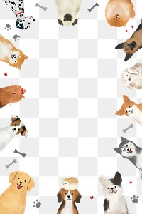 Png frame with cute dogs and cats on transparent background