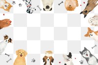 Png frame with cute dogs on transparent background