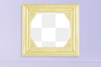 Frame PNG mockup, pastel yellow on purple wall