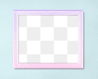 Frame PNG mockup, pastel pink on blue wall