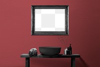 Frame PNG mockup, black Gothic style, bathroom decor