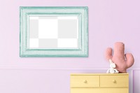 Frame PNG mockup, pastel pink kids room decor