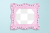 Frame PNG mockup, pastel pink on blue wall