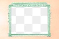 Frame PNG mockup, pastel green on orange wall