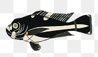 Vintage fish png sticker, Macalor, aquatic animal surreal illustration, remix from the artwork of Louis Renard