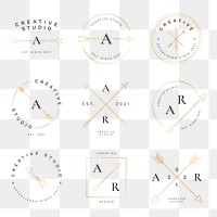 Arrow png logo, minimal creative professional branding design set