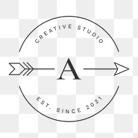 Studio branding png logo, aesthetic black arrow graphic