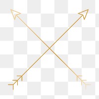 Cross arrow png logo element, minimal gold design