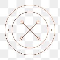 Cross arrow png logo element, aesthetic copper design