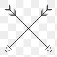 Cross arrow png collage element, minimal black design