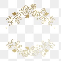 Flower logo element png clipart, gold aesthetic botanical illustration