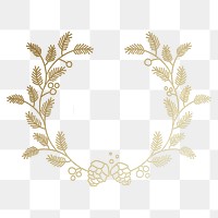 Gold laurel logo png clipart, luxury aesthetic botanical illustration in transparent background