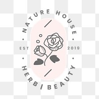 Rose business logo png badge, pastel flower design for beauty brands