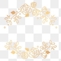 Rose logo ornament png clipart, gold botanical design in transparent background