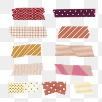 Washi tape png clipart, pastel collage element set on transparent background