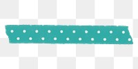 Polka dot png washi tape collage element, teal pattern on transparent background