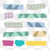 Pastel abstract washi tape png clipart, diary sticker on transparent background set