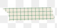 Green png washi tape sticker, grid patterned with transparent background