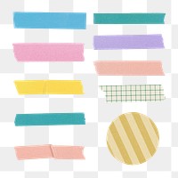 Washi tape png clipart, colorful diary decorative sticker set