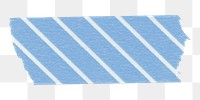 Blue washi tape png sticker, striped pattern on transparent background