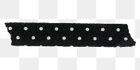 Polka dot png washi tape clipart, black pattern on transparent background