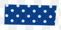 Cute washi tape png clipart, blue polka dot pattern on transparent background