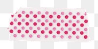 Pink washi tape png sticker, polka dot patterned with transparent background