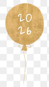 2026 gold balloon png new year graphic