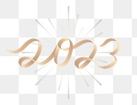 2023 png gold cursive text, transparent background