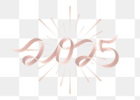 2025 png pink gold cursive text, transparent background