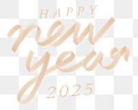 Happy new year 2025 png gold text typography
