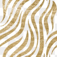 Zebra gold png seamless pattern, transparent background