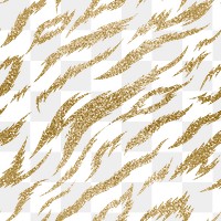 Tiger gold png seamless pattern, textured animal print transparent background