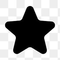 Black star png filled icon, for social media app