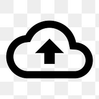 Cloud upload png icon for apps & websites, outlined design, transparent background