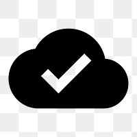 Cloud done png icon for apps & websites, sharp design, transparent background