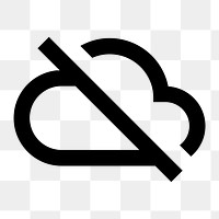 Cloud off png icon for apps & websites, outlined design, transparent background