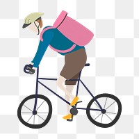 Man png riding bicycle clipart, sustainable lifestyle illustration