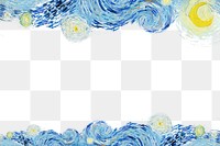 The Starry Night png border, Van Gogh-inspired clip art on transparent background