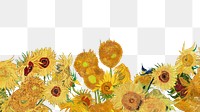 Png Van Gogh-inspired Sunflowers border, oil painting illustration on transparent background