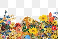 Flower png border, Odilon Redon-inspired floral collage element on transparent background