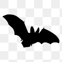 Flying bat png silhouette sticker, animal illustration, transparent background. Free public domain CC0 image.