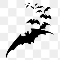 Bat colony png sticker, silhouette animal illustration, transparent background. Free public domain CC0 image.