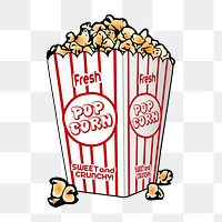 Popcorn png sticker, food illustration on transparent background. Free public domain CC0 image.